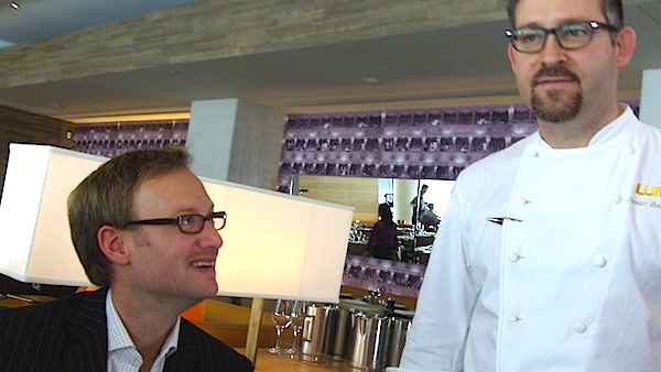 Paul Sawtell and Chef Jason Bangerter at LUMA Toronto