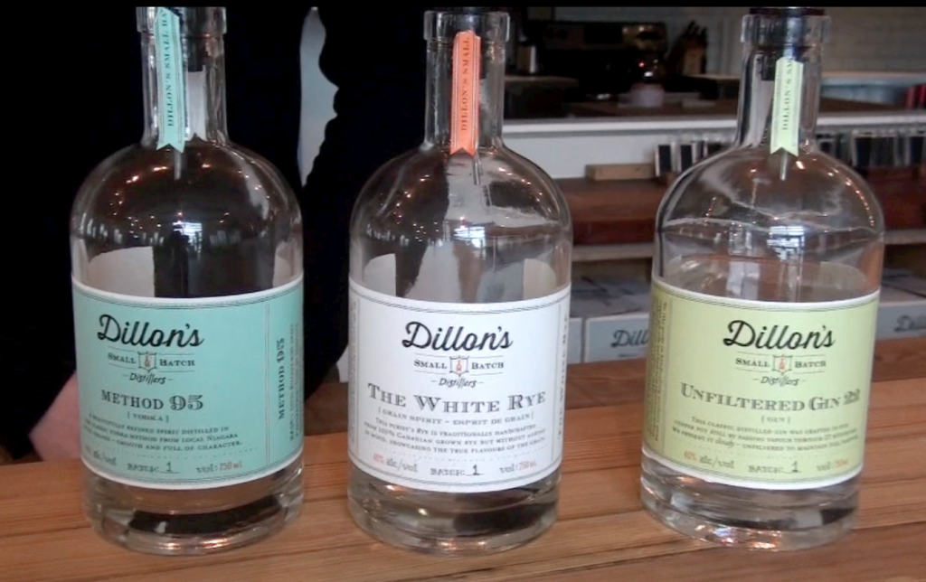 Dillon's vodka, white rye and unfiltered gin