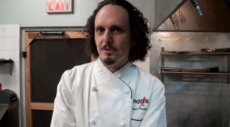 Chef David Friedman at home in the kitchen at Redfish