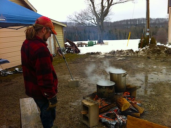 Jim Leithead sugaring off at Mad Maple Inn.