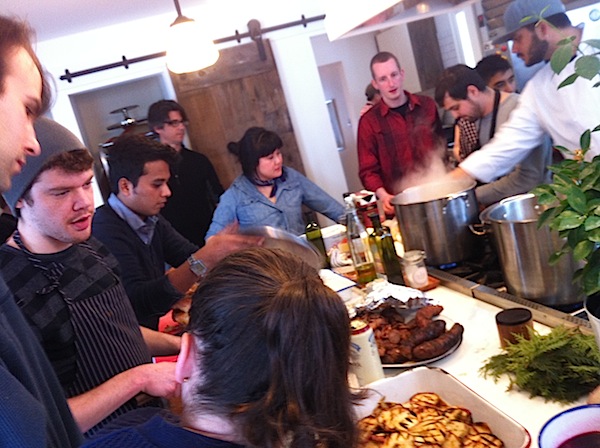 Chefs and students cook it up under the watchful eye of BG faculty member Paul DeCampo.