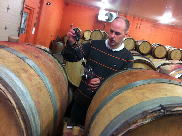 Sebastien Jacquey with the 2012 Vintage in Barrel