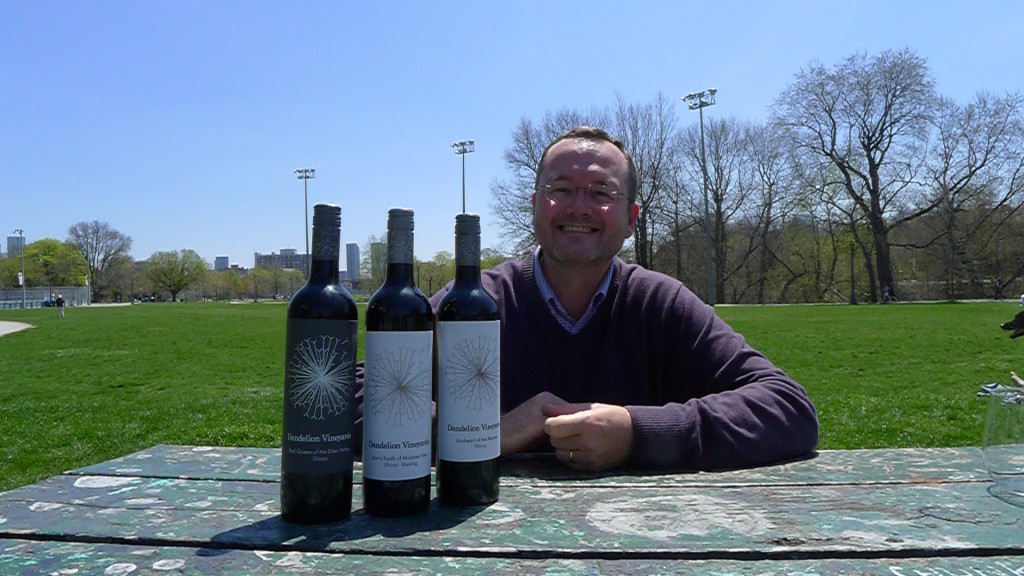 Winemaker Brad Rey goes through a tasting of his wines in Toronto's Trinity Bellwoods Park