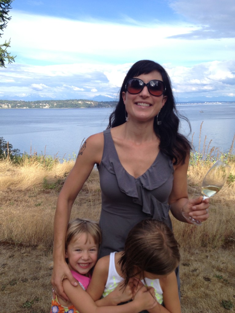 Wine Writer Catherine Cole and her two little ones.