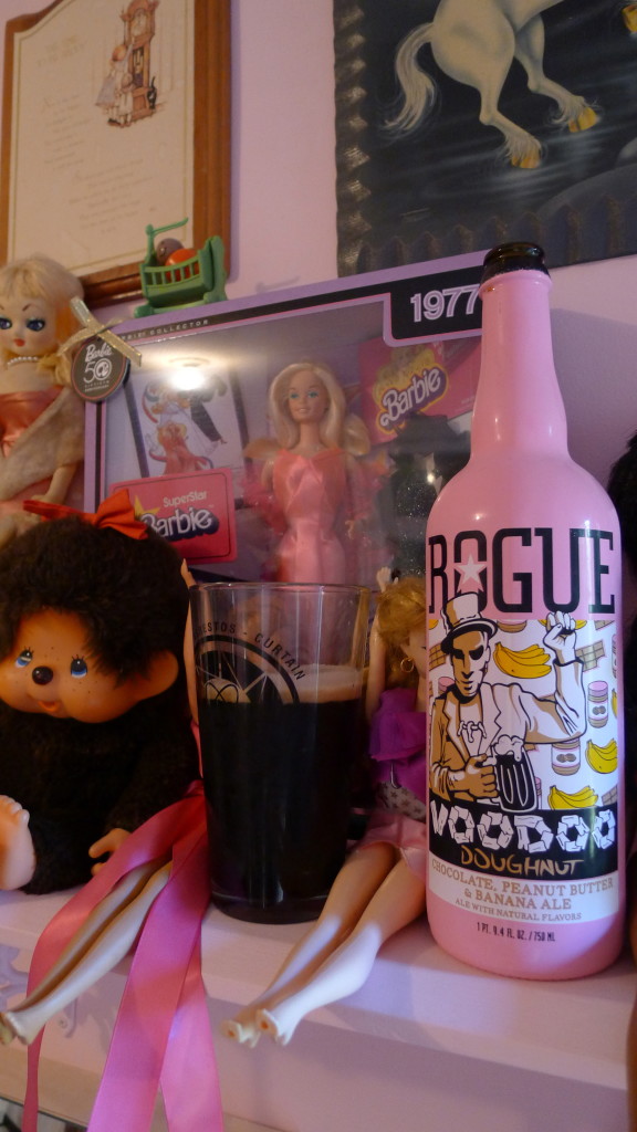 Rogue Brewings Voodoo Donut Ale sitting pretty with some friends.