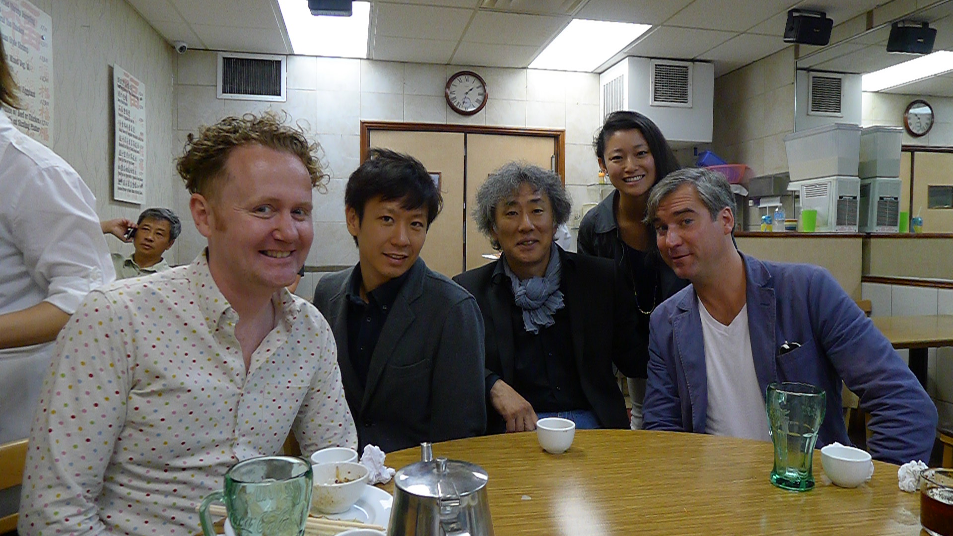 At Toronto's Swatow restaurant with Sake Brewers Kuheiji Kuno and Yusuke Hattori of Banjo Jozo.