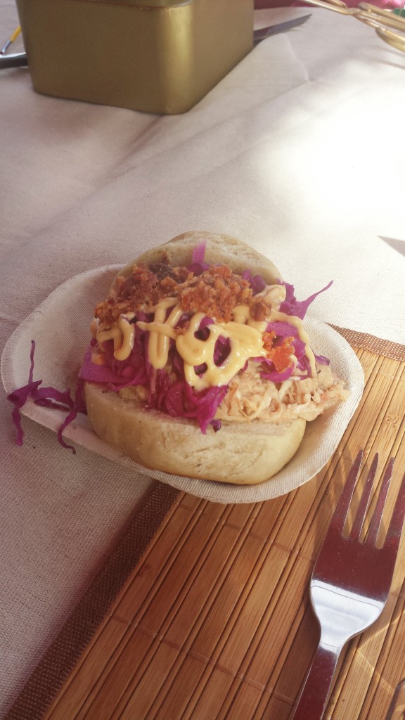 Pulled Pork in a Bun with Coleslaw and Crambled Bacon came in as the first contender courtesy of Le Papillon on The Park, and it was most satisfying for this hungry judge, although the bun was a wee bit soggy, and the coleslaw could have done with some more bite. 