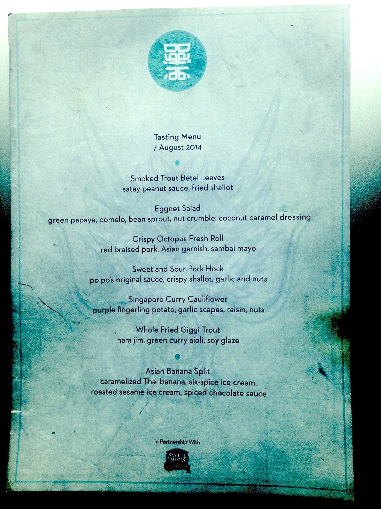 A DaiLo menu from the media preview (with a large grease stain at right).