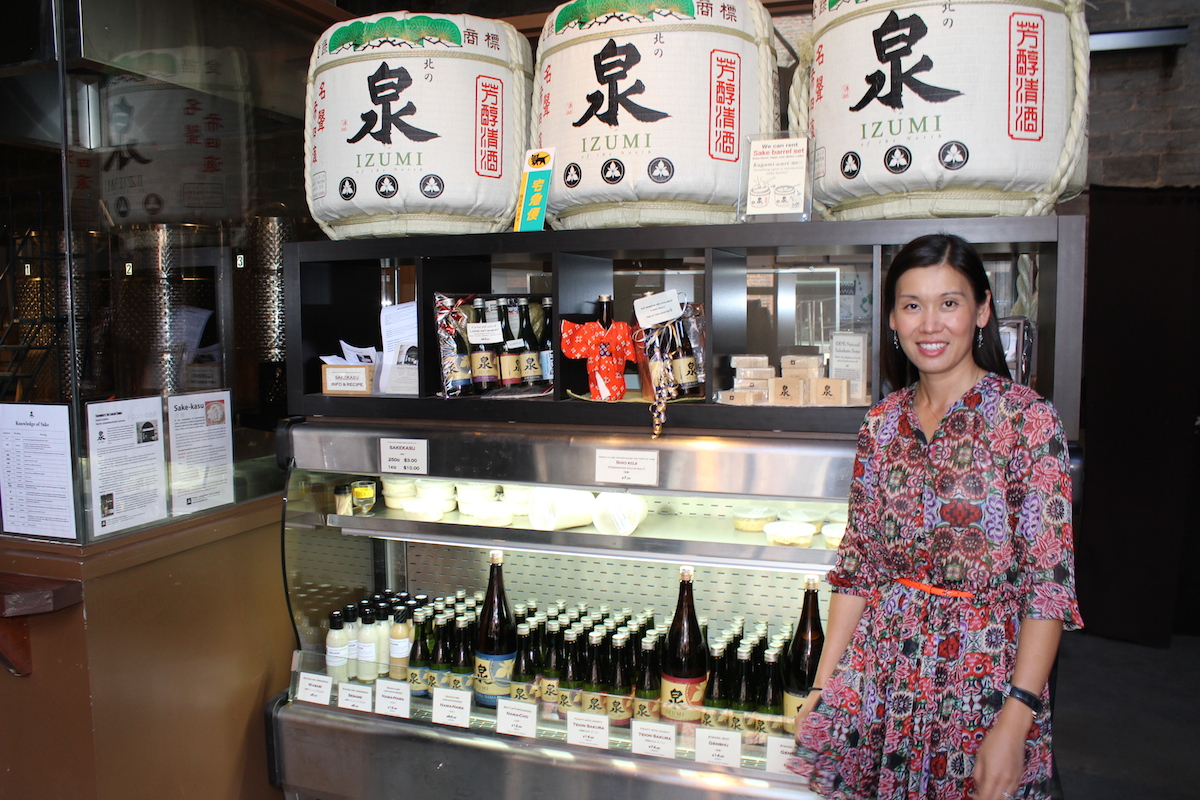 Vivian Hatherell at the Izumi Sake Brewery