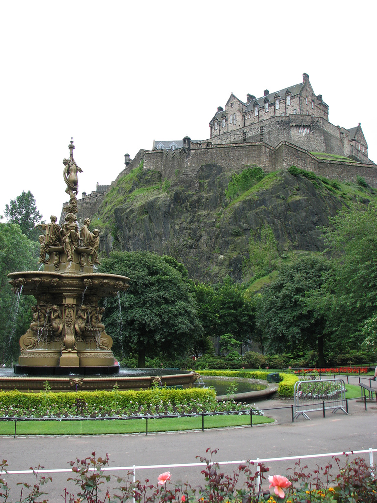 The mighty Edinburgh Castle as seen from Princes Street Gardens.