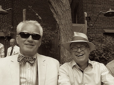 Kevin Gallagher enjoying the summer air with the subject of a forthcoming Old Hands Piece, Mr. John Maxwell.