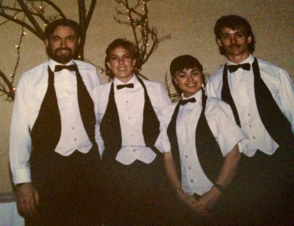 A bearded Kevin Gallagher at a catering gig circa 1986 (approx)