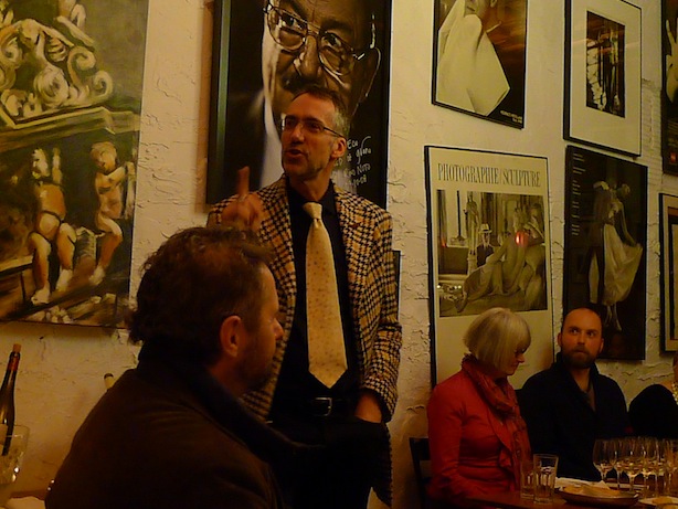 Author Stuart Piggot addresses the Riesling acolytes in the cosy sideroom of Toronto's Grano restaurant.