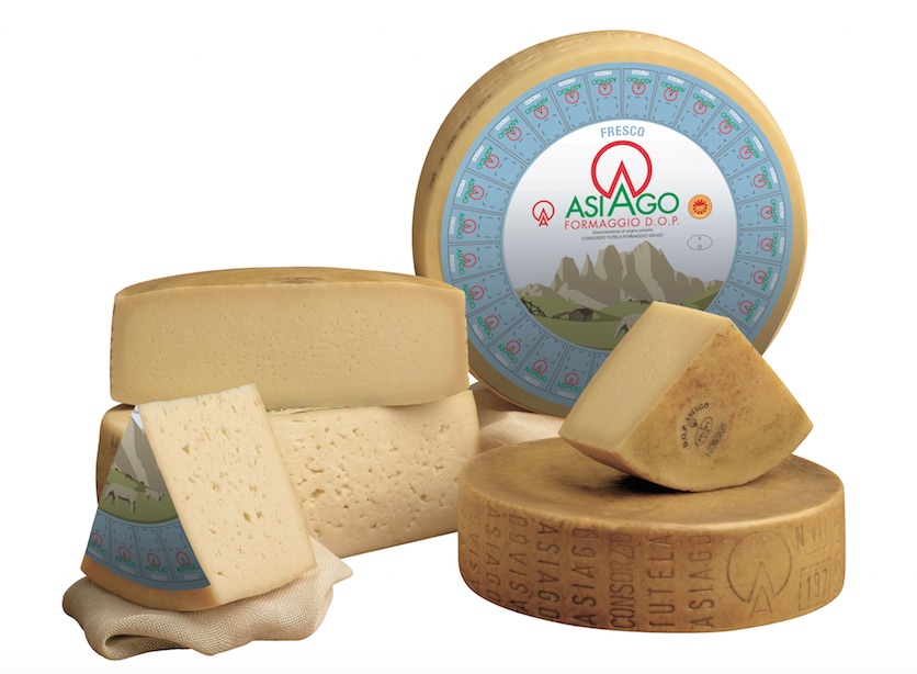 Asiago PDO cheese on display