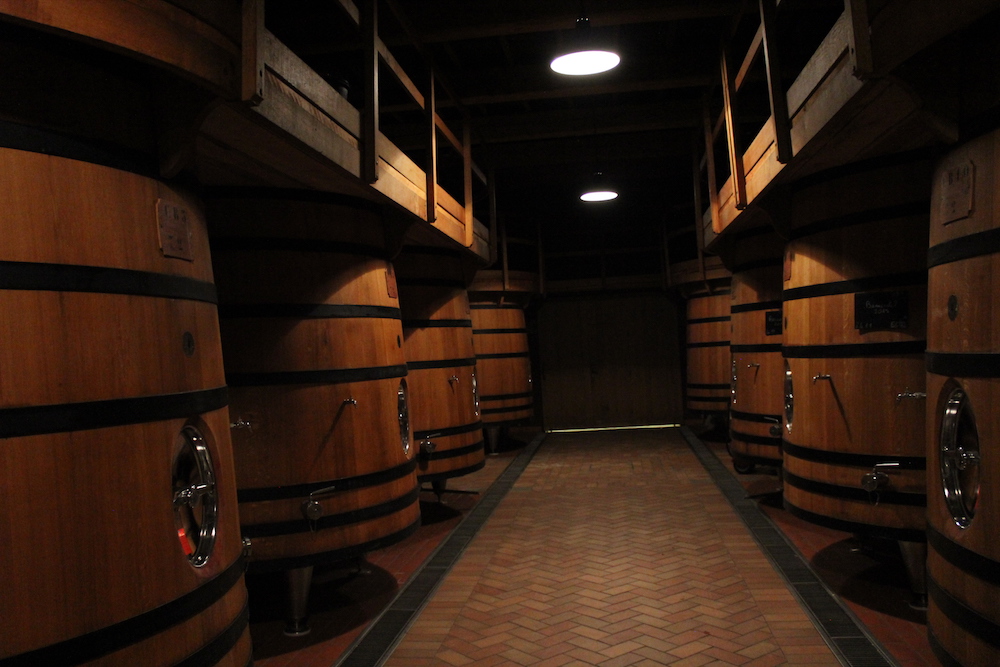 Foudres in the spotless cellars of Château de Beaucastel.