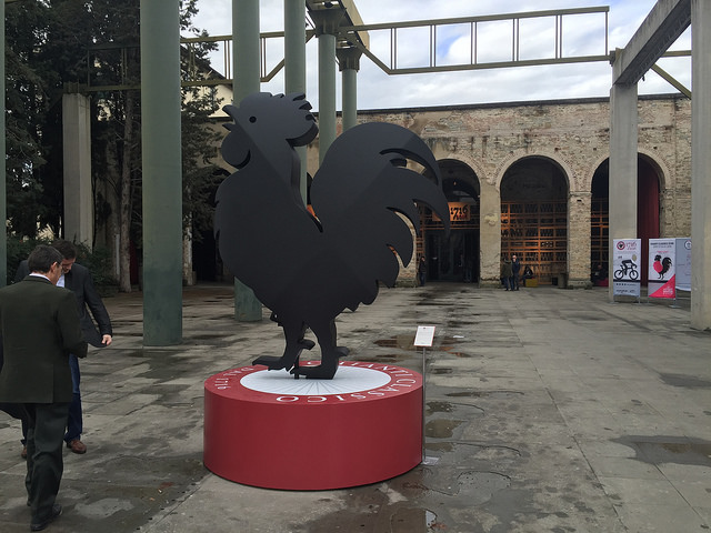 Celebrating the 300th birthday of Chianti Classico in Florence with the famed big black cockerel.