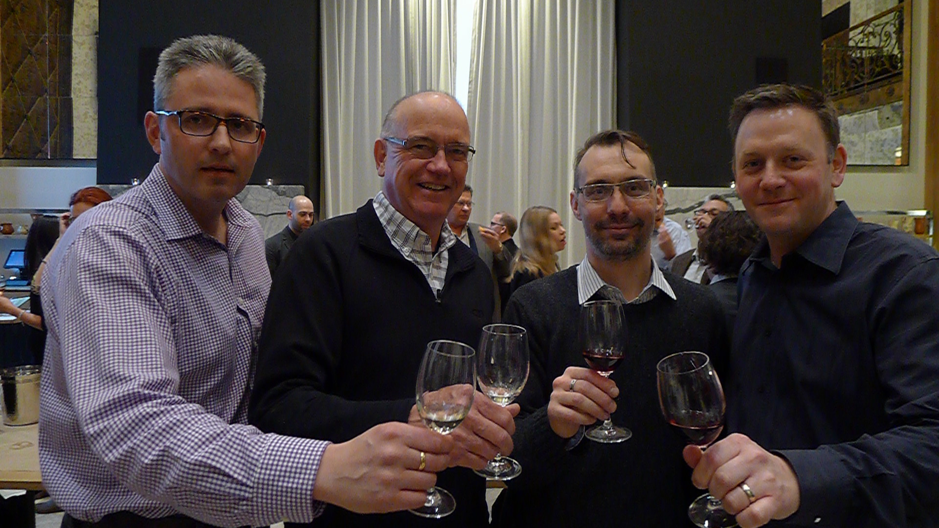 Steve Stoddart (Rogers and Co.), Steven Campbell (Lifford Agencies), and Joshua Corea (Archive Wine Bar).