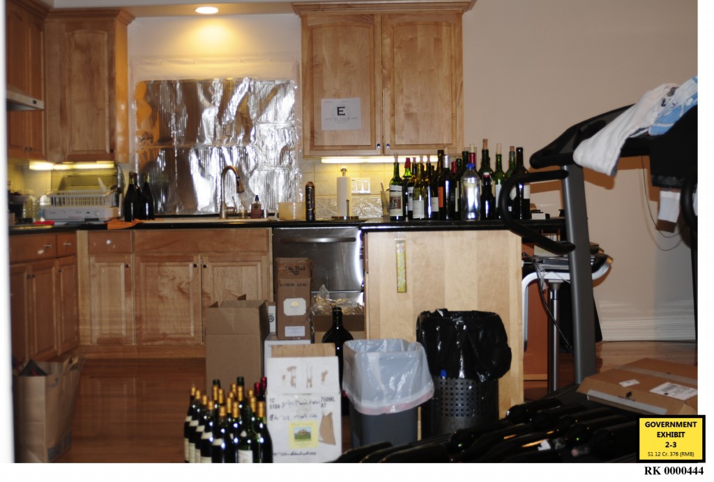 The kitchen counterfeit wine lab uncovered by the FBI bust at Rudy Kurniawan’s townhouse in suburban L.A.   (on March 8, 2012)