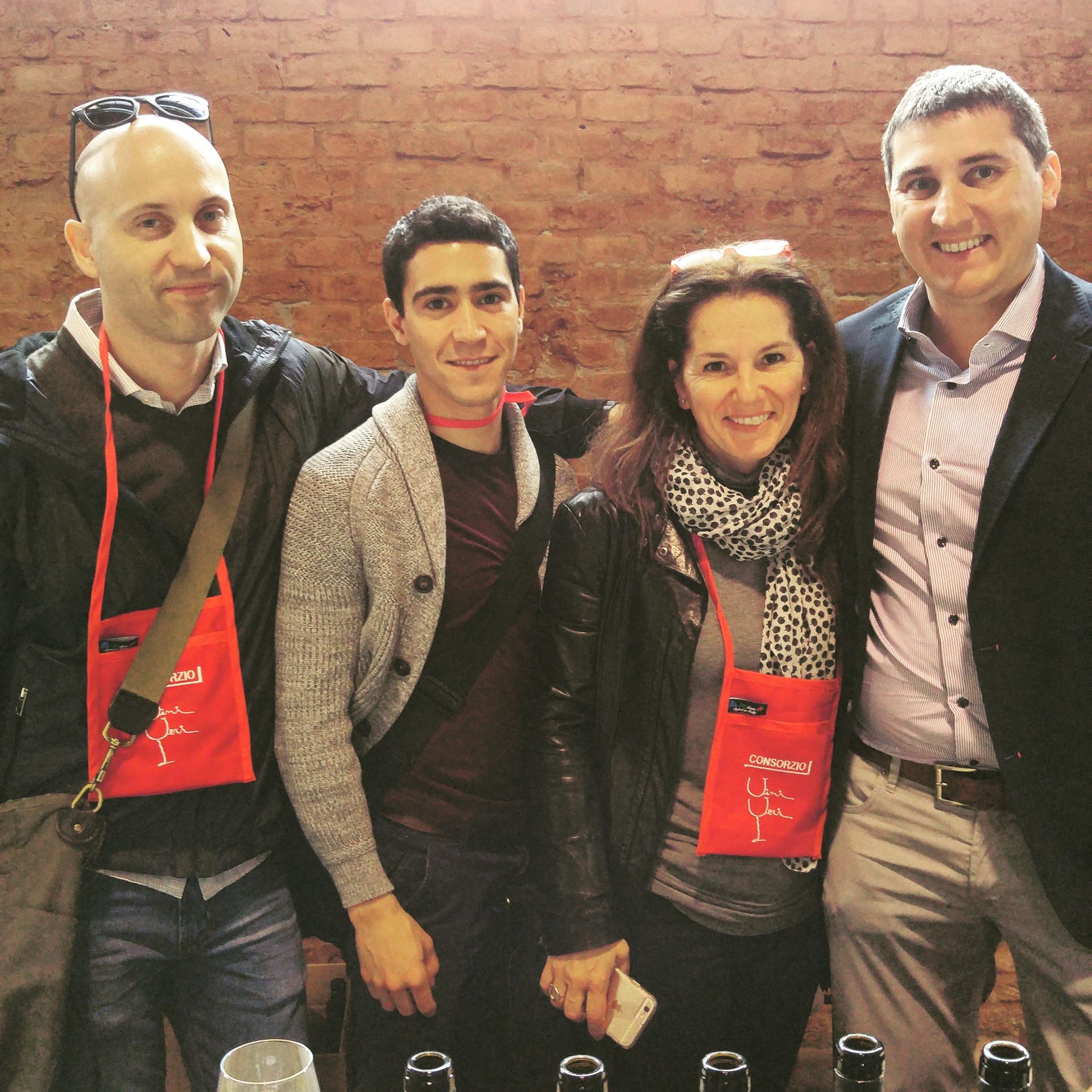 Gint, David (sommelier from Los Angeles), Anna, and Stefano Bensa (La Castellada) at the Viniveri wine festival (all natural wine event)