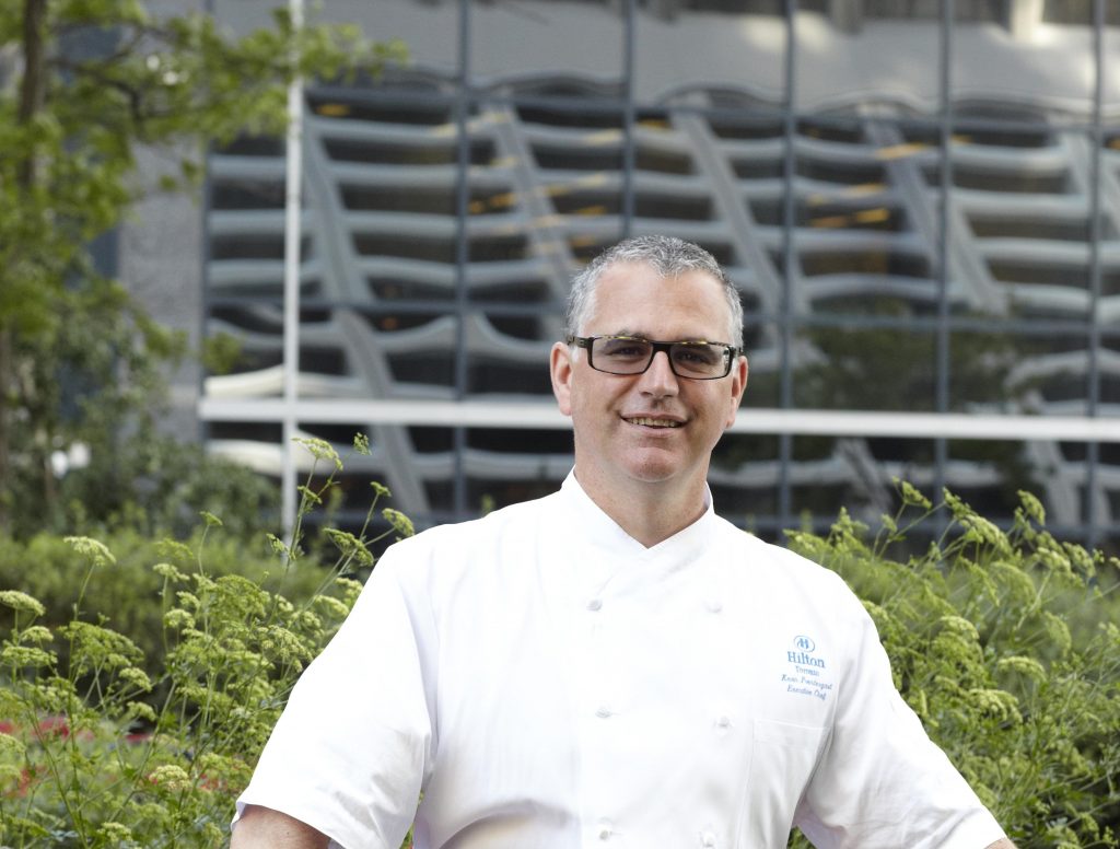 Executive Chef of the Toronto Hilton, Kevin Prendergast, pictured her in the hotel's herb garden.