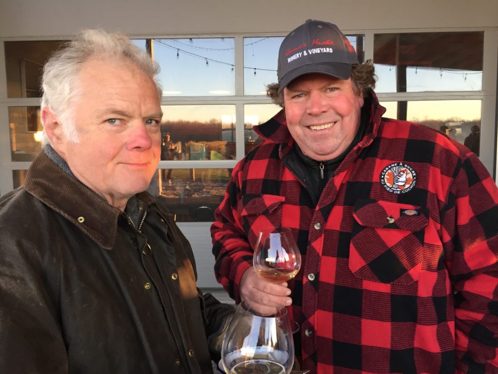 In the County it's often said that you know you are at the right party when "Jeff and Geoff" show up. Here baker extraordinaire and natural wine pusher Jeff Connell braves the cold with PEC Winemaking legend Norman Hardie.