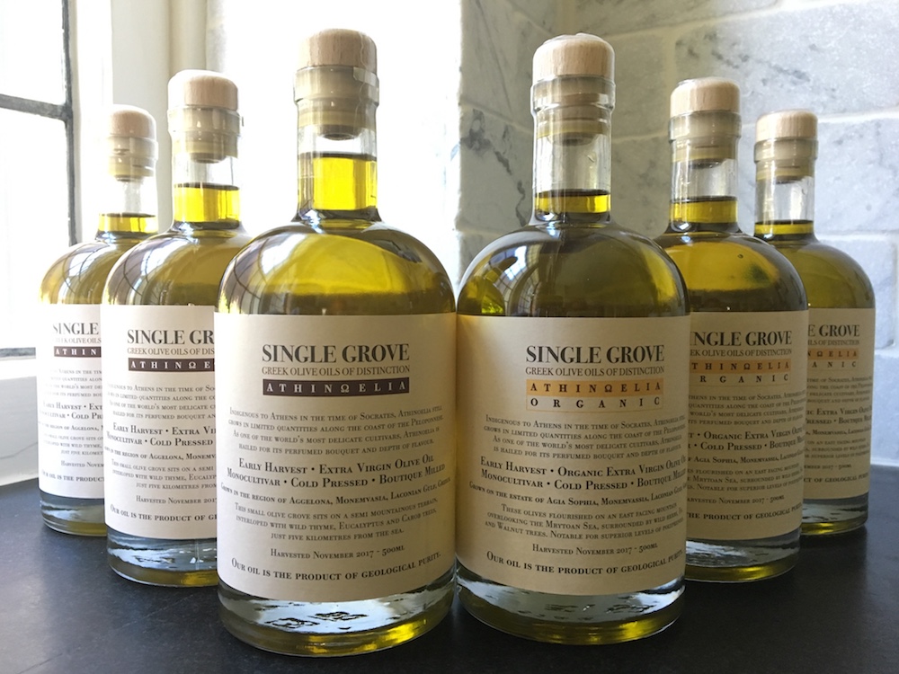 A selection of premium Greek olive oils.