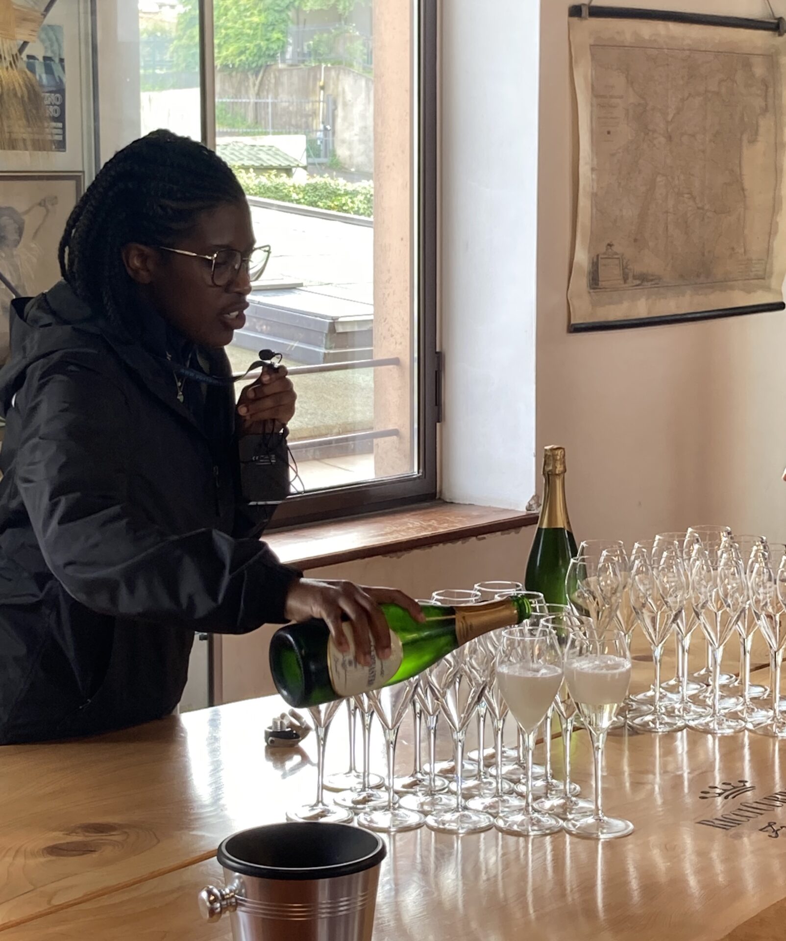 woman pouring wine